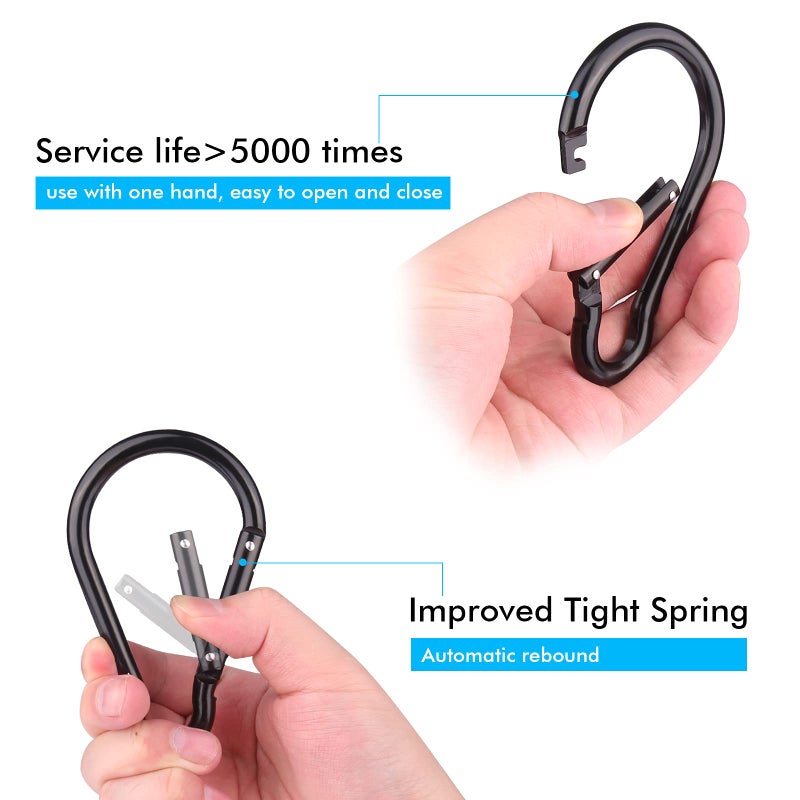 CampTek 10PCS 4"/10cm Large Carabiner Clip,Strong Unlocking Caribeaner Keychain Pack for Backpack Hook, Light Duty Paracord Umbrella e Parachute para Cord Accessories Rop - Image 3